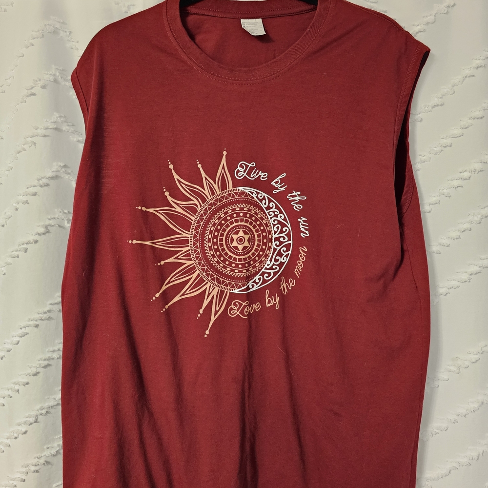 Red Graphic Sleeveless T-Shirt
